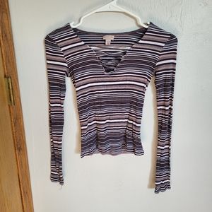 Cape-Juby retro stripes tight shirt